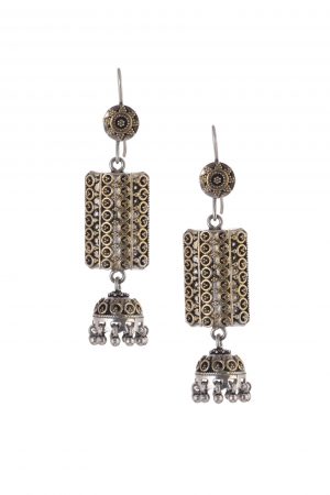 Silver earrings in gold and silver tone